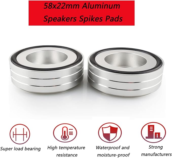 Tertullus 4 Pcs Turntable Feet Aluminum HiFi Turntable Isolation Feet Aluminum Stand Speakers Spikes Audio Pads 58x22mm for HiFi Amplifier/Speaker/Turntable/Player(Silver)