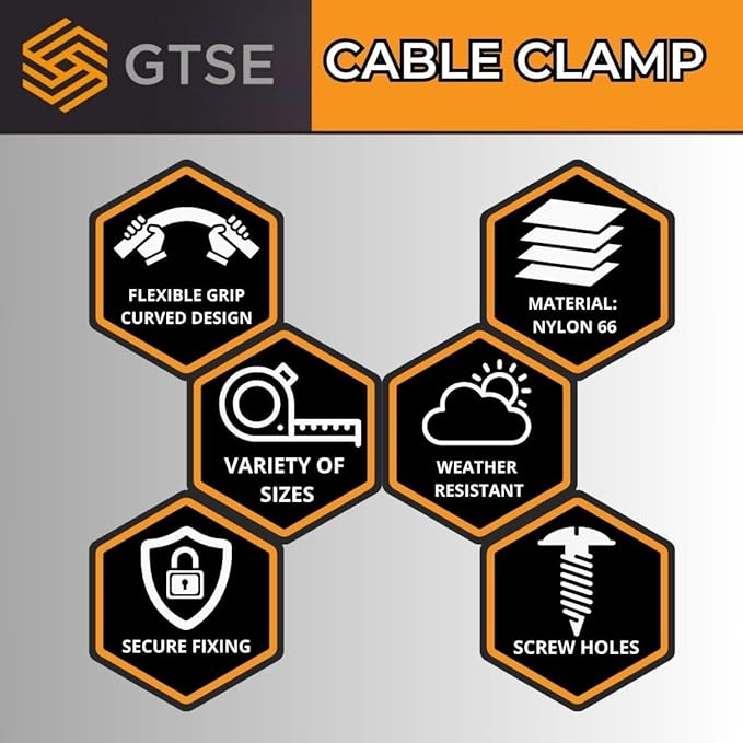 GTSE White Nylon Plastic Cable Clamps, 3/8" Screw Mounts for Cable, Rope, Tube Management, 100 Pack
