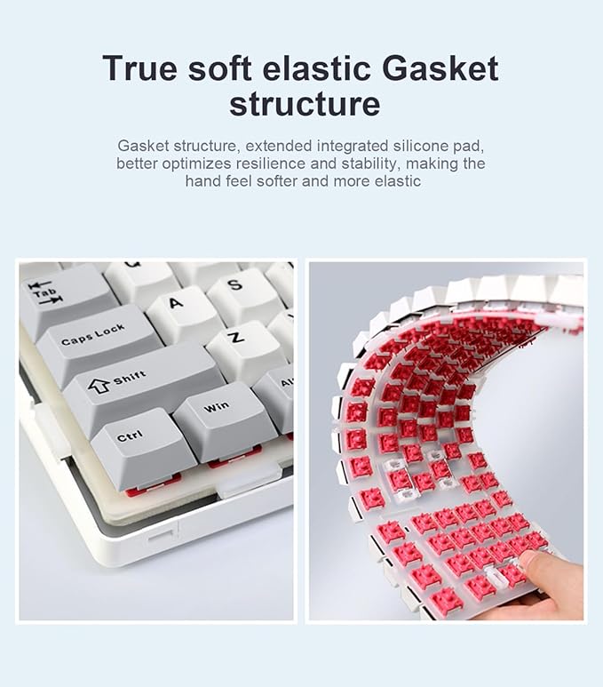 x Aula F99 Pro Wireless Mechanical Keyboard, Gasket Hot Swappable Custom Keyboard with Knob, RGB Backlit,Pre-lubed Reaper Switches PBT Keycaps BT5.0/2.4GHz/USB-C Creamy PC Gaming Keyboards - Blue
