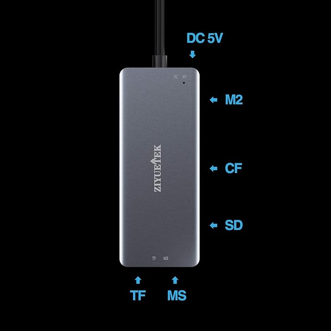 CF Card Reader,USB 3.0 to Compact Flash Memory Card Reader Adapter 5Gbps Read 5 Cards Simultaneously for SDXC, SDHC, SD, Micro SDXC, Micro SD, Micro SDHC, M2, MS, CF and UHS-I Card (Grey)
