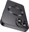 Magnetic for iPhone 15 Case [Compatible with MagSafe][Built-in Camera Lens Protector] Slim Soft Silicone Bumper Shockproof Metallic Shine Phone Case (Black)