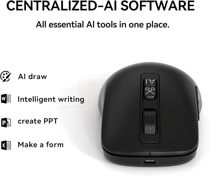 M4 Wireless Smart Ai Mouse For Pc Laptops,One-Touch Voice Input, Ai Assistant, Meeting Recording, Screenshot Translation, And Multi-Language Compatibility, Is A High-Performance Office Device.