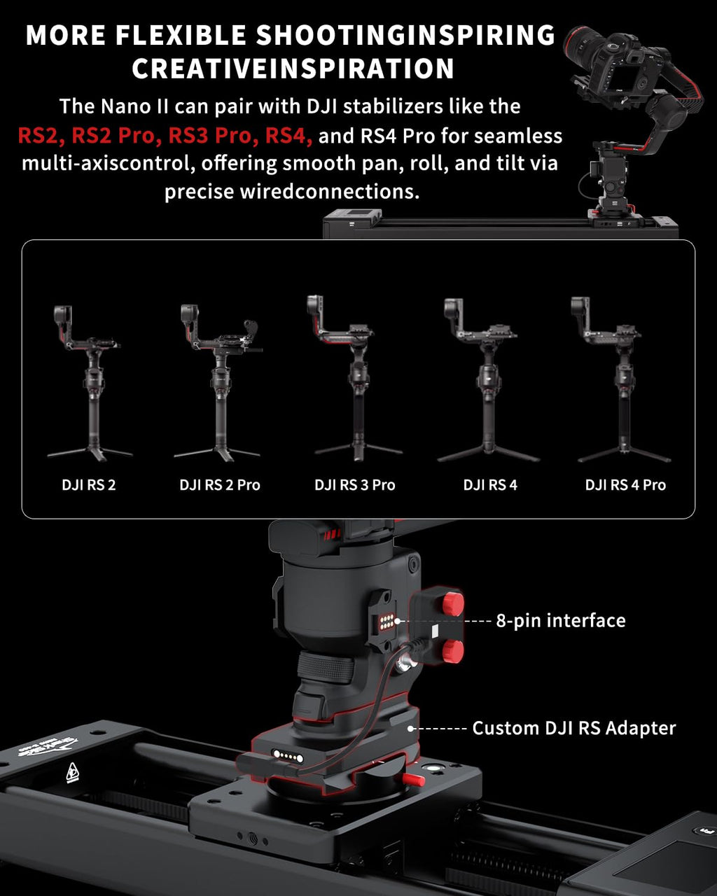 IFOOTAGE Shark Slider Nano II 660,Professional Motorized Camera Slider,Compatible with DJI RS2, RS2Pro, RS3 Pro, RS4, RS4 Pro,Video Stabilizer Rail,Timelapse,Heavy Camera,Max.Payload 15.4lbs