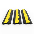 Happybuy 3 Pack of 2 Channel 11000lbs per Axle Capacity Protective Wire Cord Ramp Driveway Rubber Traffic Speed Bumps Cable Protector