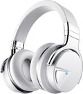 Silensys E7 Active Noise Cancelling Headphones Bluetooth Headphones with Microphone Deep Bass Wireless Headphones Over Ear, Comfortable Protein Earpads, 30 Hours Playtime for Travel/Work, White