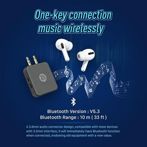 ADAM elements EVE II 2-in-1 Bluetooth Transmitter Receiver, Wireless Audio Adapter with Foldable Dual 3.5mm AUX Plugs for Airplane in-Flight Systems, Nintendo Switch, TV & Car Stereo