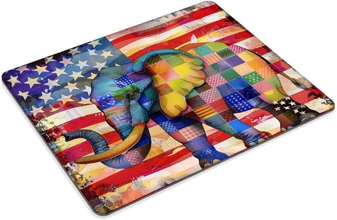 Square Mouse Pad American Flag，Colorful Baby Elephant-1,Gaming Mouse Pads for Desk,Soft Computer Waterproof Non-Slip Mouse Mat