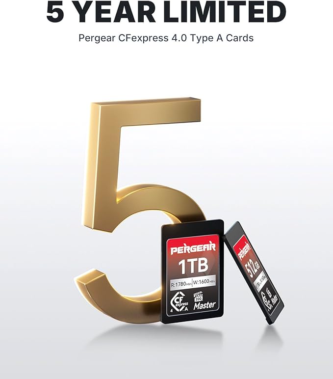 Pergear 1TB CFexpress 4.0 Type A Memory Card,up to 1780MB/S Read Speeds,USB4.0(PCIe 4.0),for Raw,8K 30P Recording,Compatible for Sony Camera,ILME-FX3,ILME-FX6,ILME-FX30 (Black Silver Master Series)