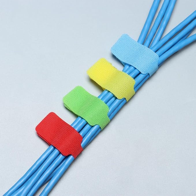 24 Pcs Multi-Color Cable Labels Write On Cord Labels Rectangle Cable Tags Wire Labels Cable Management and Identification Hook and Loop Wire Tags Wire Tags for Electronics and Computers 8 Colors