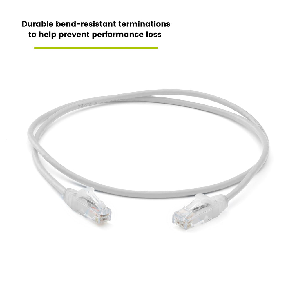 TRUECABLE Cat6 Component Rated Patch Cable, Unshielded (U/UTP), 2ft, White, 28AWG Stranded Pure Copper, Snagless 10G High-Speed Ethernet Cable, PoE++ 4PPoE 100W, UL Listed, RoHS-3, 1 Pack