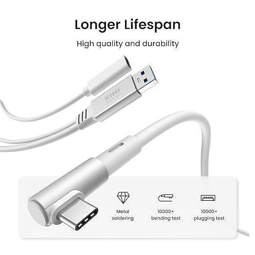 KIWI design Link Cable with Charging 16FT Compatible with Meta Quest 3S/3/2/Pro/Pico 4 Accessories and PC/SteamVR, USB 3.0 to USB C Link Cable with 5Gbps Super Speed for Extended Gameplay, White