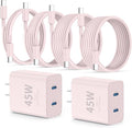 iPhone 16 15 Pro Max Charger Fast Charging,45W Dual Port USB C Fast Charger Block [2-Pack] & Extra Long 60W 3/6/10/10FT USB C Cable - PD Quick Adapter 3.0 for iPhone 16 15/16 15 Pro/16 15 Plus.