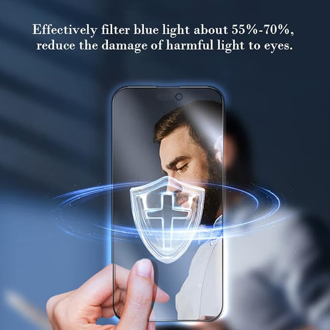 PERFECTSIGHT Sapphire Anti Blue Light Screen Protector Designed for iPhone 14 Pro Max - Medical-Grade Eye Protection - HD Clear Filter 6 Radiations Shatterproof Diamond Hard Tempered Glass (6.7 inch)