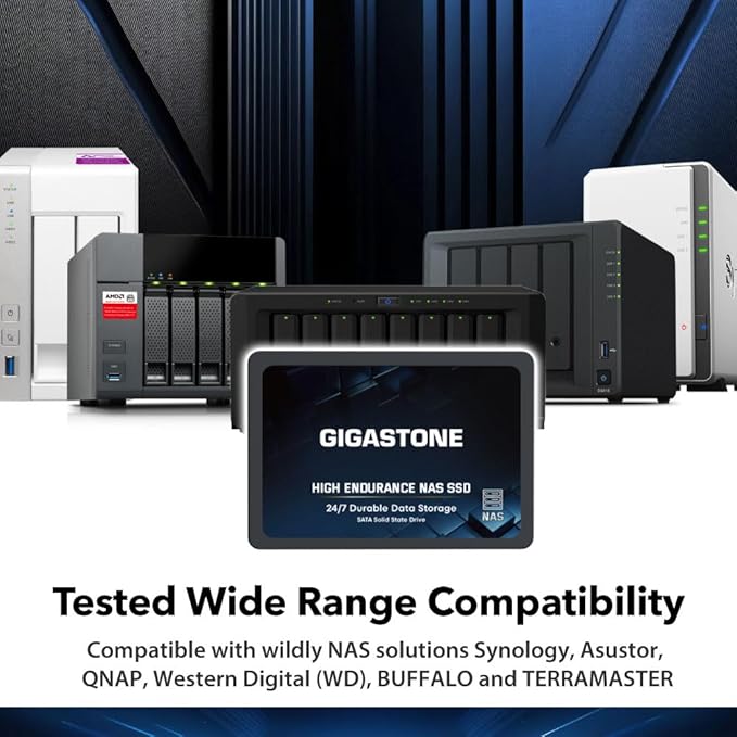 Gigastone 2TB NAS SSD Drive (8-Pack) 24/7 Durable TLC High Endurance RAID Data Storage Network Attached Storage 2.5" SATA Internal Solid State Hard Drives