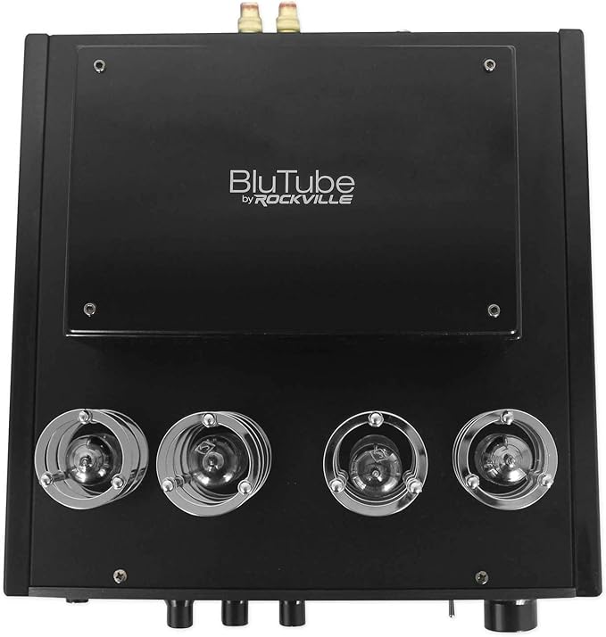 Rockville BluTube LED 70W Tube Amplifier Home Theater Stereo Receiver with Bluetooth, HDMI & Optical, Black with Blue Lights - Perfect for Audiophile Music, Home Theater & Gaming