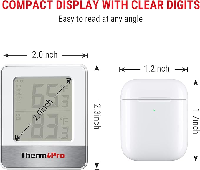 ThermoPro Indoor Outdoor Thermometer Wireless 500FT, Outside Greenhouse Thermometer with Temperature Sensor, Outdoor Thermometers for Patio Reptile House Home Baby Room Temperature Monitor