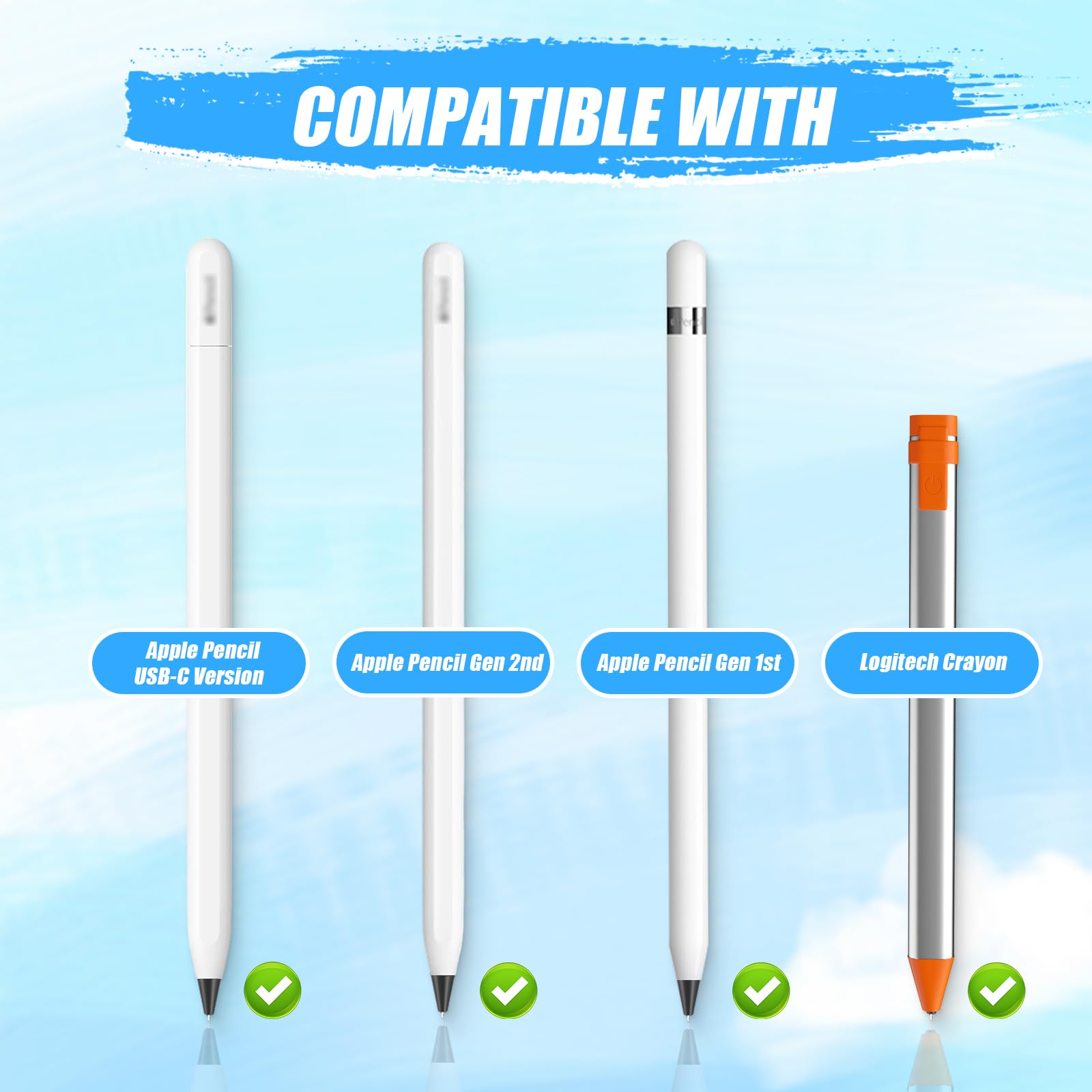 Upgraded Pencil Tips fits for Apple 2nd 1st Gen iPad Pro Pencil,0.78mm No Wear Out Fine Point Precise Control Apple Pen Tip,Longer Tips High Strength Material,Black