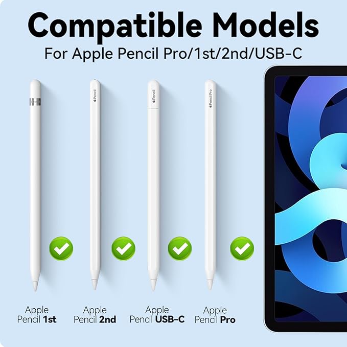 Inesore 8 Pack for Apple Pencil Tips Replacement Accessories,Compatible with Apple Pencil Pro/2nd Generation/1st Generation/USB C,iPencil Nib for iPad Pro/Air/Mini,for Drawing Writing