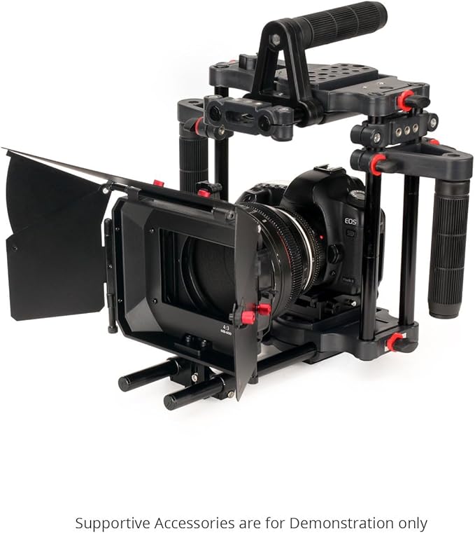 Power DSLR Camera Cage with MB-600 Matte Box Combo Kit. 4x4 Filter Holders, Lenses up to 95mm Diameter, Supports 15mm Rods. for DSLR/DSLM Handheld Camera. (FC-CTH-01)
