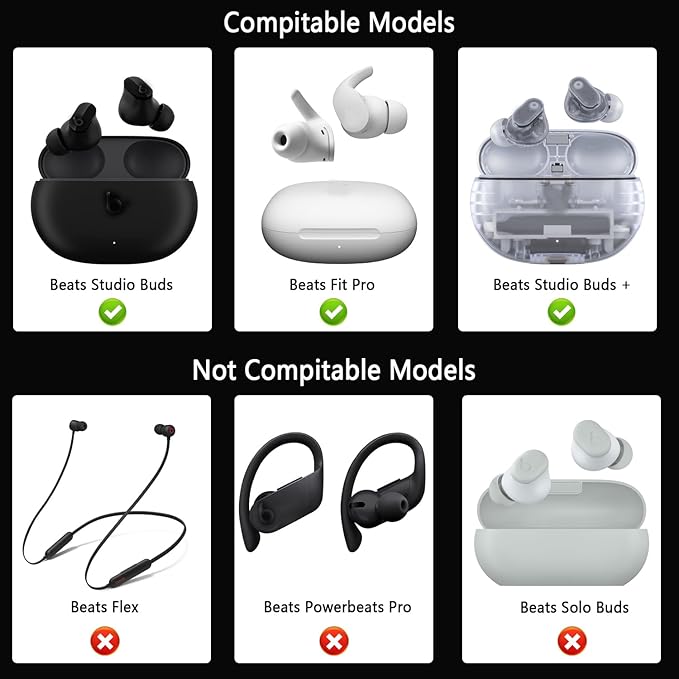 Replacement Silicone Ear Tips for Beats Fit Pro/Studio Buds/Studio Buds+ Headphone, 6 Pairs Earbuds Eartips L/M/S, Eargels Set Fit in Case, Earplug Ear Cap (Silver White)