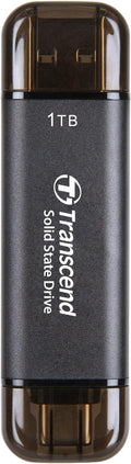 Transcend 1TB External SSD, Up to 1,050MB/s, Dual USB Hard Drive for Tesla, iPhone15,16&iPad&Mac, Steam Deck/ROG Ally/MSI Claw/Windows/Android/PS5/Smart TV, 2-in-1 Type C &A, USB 3.2 Gen2 Portable SSD
