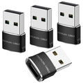 USB to USB C Adapter 4 Pcs Black, Fast Charging, Transfer and Type C OTG