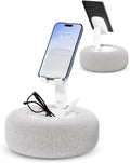 Phone Stand with Pillow, Adjustable iPhone Stand with Anti-Slip Strips, High-Viscosity Pads – Compatible with 4"-7" Devices, Including iPhone, iPad, Kindle, and Android (Grey)