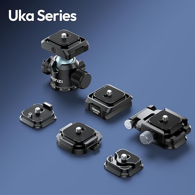 Ulanzi T100 Ball Head, Tripod Ball Head Mount 1/4 & 3/8 inch with Uka Quick Release Plate & Cold Shoe, 360° Rotating Panoramic Ball Head for DSLR Camera,Tripod,Monopod,Slider,Camcorder, 13lbs/6kg Load