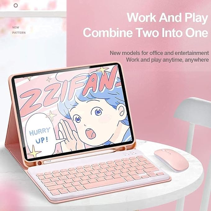 Keyboard Case for iPad Mini 7th(A17 Pro) 2024/Mini 6th Generation with Mouse,Case for iPad mini7/mini6 with Detachable Wireless Bluetooth Keyboard Pencil Holder Slim Smart Cover, Sky Blue