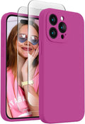 FireNova Designed for iPhone 15 Pro Max Case, Silicone Upgraded [Camera Protection] Phone Case with [2 Screen Protectors], Soft Anti-Scratch Microfiber Lining Inside, 6.7 inch, Shocking Pink