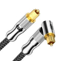 EMK Premium 24K Gold-Plated Right Angle Optical Cable – 90° Toslink to Toslink (10M/30Ft), 360° Rotatable for Soundbars, TVs & Home Theater