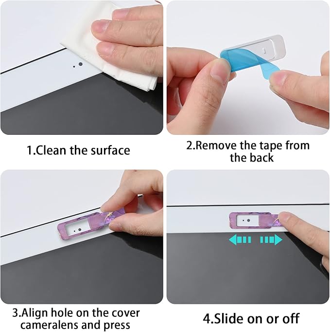 Webcam Cover, 3 Pieces, Laptop Camera Cover, Privacy Shielding Capacity is Twice as Big as The Traditional, Suitable for Computer Mobile Phones, laptops, Tablets and so on (Purple Marble)
