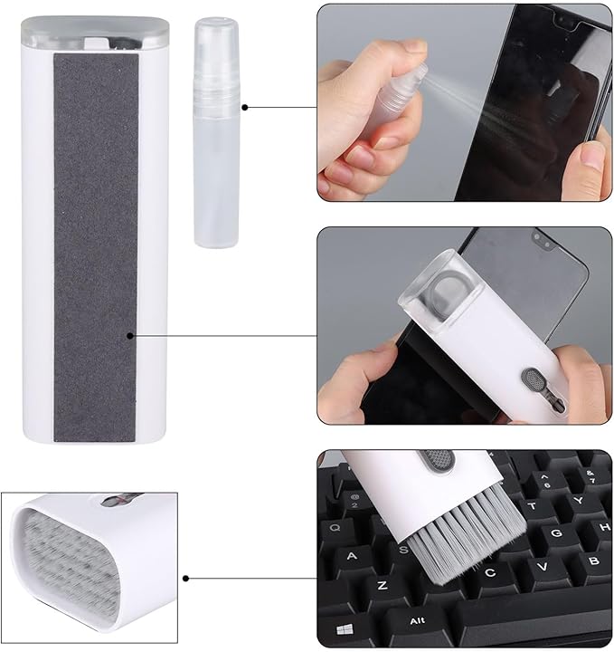 7-in-1 Electronic Cleaner Kit,Keyboard Cleaner,Laptop Cleaner Kit for Monitor, Cell Phone,Earphones, Headset, Lego, Airpods, Laptop Camera Lens (Black)