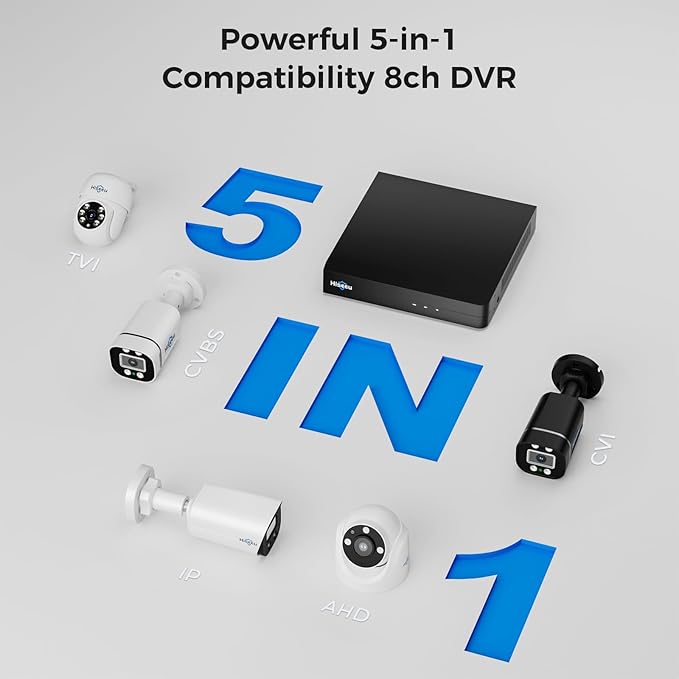 Hiseeu 360°View PTZ 3K Wired Security Camera System with Alarm Spotlight,Audio Person/Vehicle Detection 8ch 5MP DVR 4PCS Cameras 1TB HDD Home CCTV Camera System Outdoor,Night Vision,24/7 Record