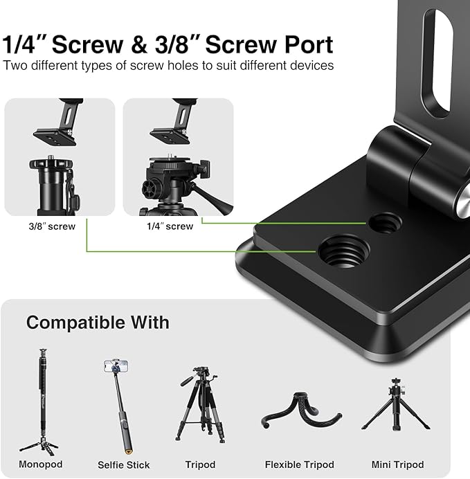 elitehood Aluminum Magsafe iPhone Tripod Mount with Arca Port, Magnetic Phone Mount for Tripod with 1/4" 3/8" Screw Adapter, Cell Phone Holder Stand for Video Recording Live Streaming Vlogging