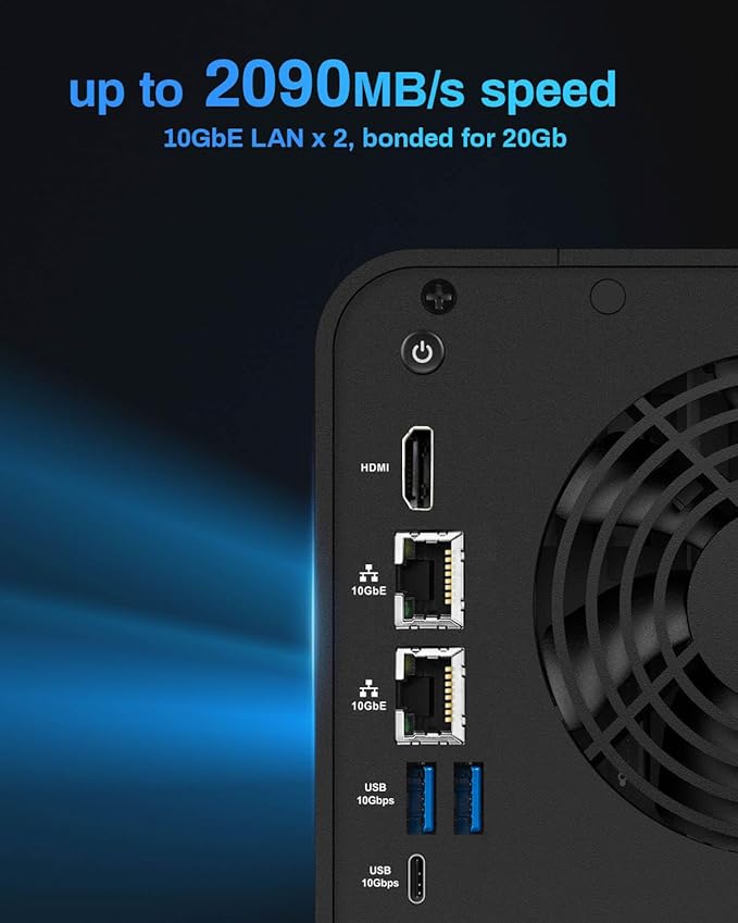 TERRAMASTER F6-424 Max NAS Storage - 6Bay Core i5 1235U 10-Cores 12-Threads, 8GB DDR5 RAM, Dual 10GbE Ports, Network Attached Storage Peak Performance for Business (Diskless)