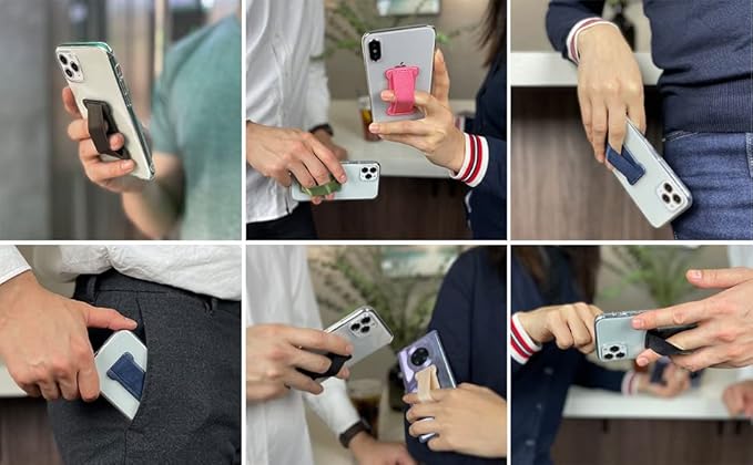 Phone Grip Strap Holder for Hand, Universal Finger Strap Phone Holder, Finger Selfie Grip Compatible with Most Smartphones (Deep Purple) -2PC