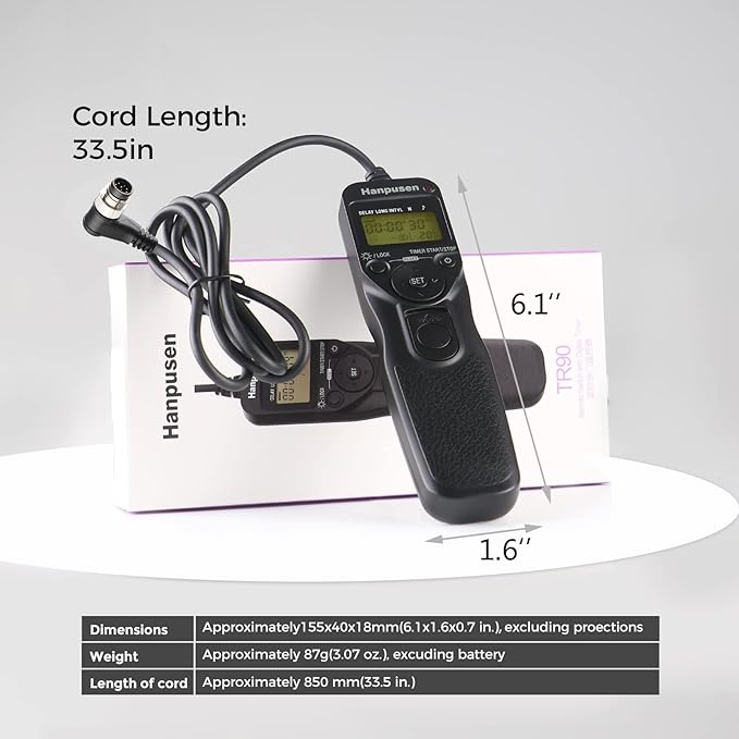 Camera Wired Timer Shutter Release, Camera Intervalometer Shutter Release Cords Compatible with Nikon D5, D6, D800, D850, D810; Replaces Nikon MC-30