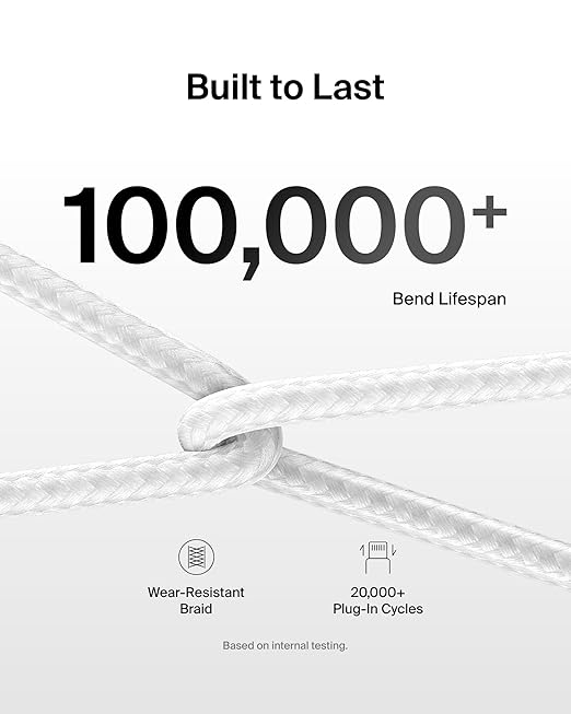 Belkin USB C to USB C Cable, 3.3ft, 60W - Type C Charger, iPhone Charger Cord, Soft, Braided, Flexible for iPhone 16, Galaxy S25, Pixel 9, Airpods, iPad Pro, Tablet & More, Travel Essentials - White
