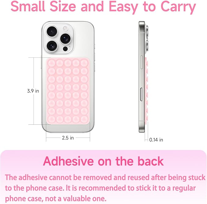 Silicone Suction Phone Case Mount, Non Slip Suction Cup Phone Mount, Phone Accessories Holder for Selfies and Videos, Silicon Adhesive Phone Stand Sticky for Cell Phone White