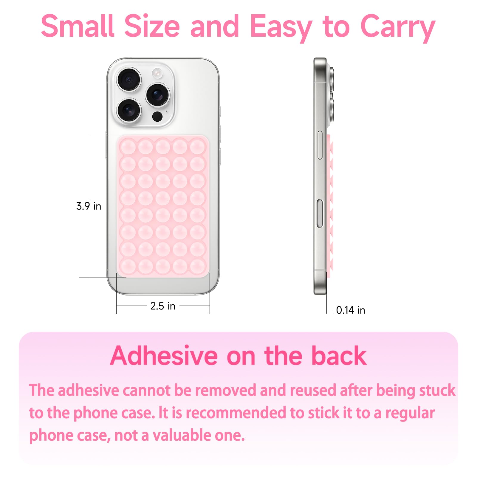 Yojaro Silicone Suction Phone Case Mount, Non Slip Suction Cup Phone Mount, Phone Accessories Holder for Selfies and Videos, Silicon Adhesive Phone Stand Sticky for Cell Phone Pink