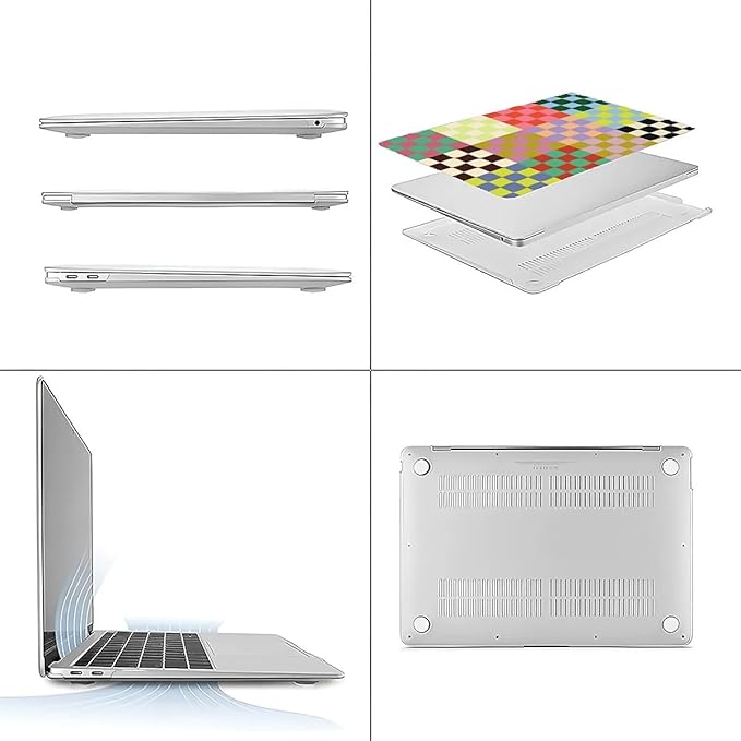 Compatible with MacBook Air 13.3 13.6 Inch Case 2022 2021 2020 2019 Plastic Hard Shell Case Cover,13.3 Air (A1932/A2179/A2337), Colorful Checker