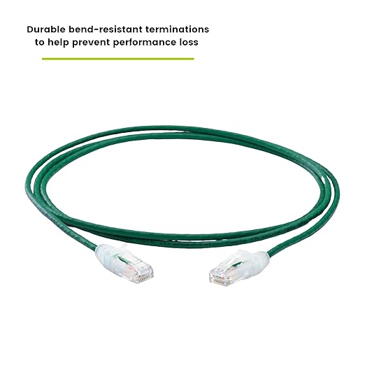 TRUECABLE Cat6 Component Rated Patch Cable, Unshielded (U/UTP), 7ft, Green, 28AWG Solid Copper, Snagless 10G High-Speed Ethernet Cable, PoE++ 4PPoE 100W, UL Listed, RoHS-3, 5 Pack