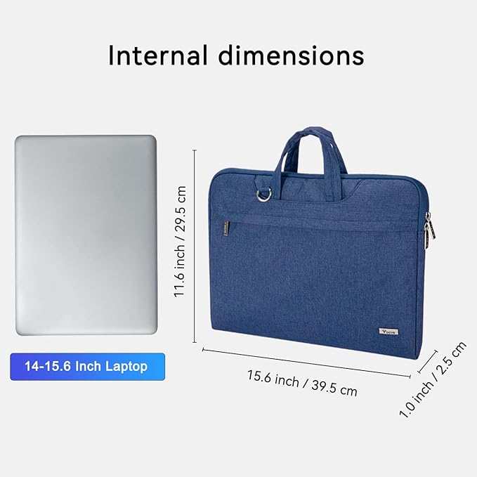 Voova Laptop Bag 15.6 Inch, Waterproof Computer Sleeve Carrying Case with Shoulder Straps & Handle Compatible with Macbook Air 15 M2/M3/M4, MacBook Pro 15/16, 15-16 Inch Hp Dell Lenovo Asus, Blue