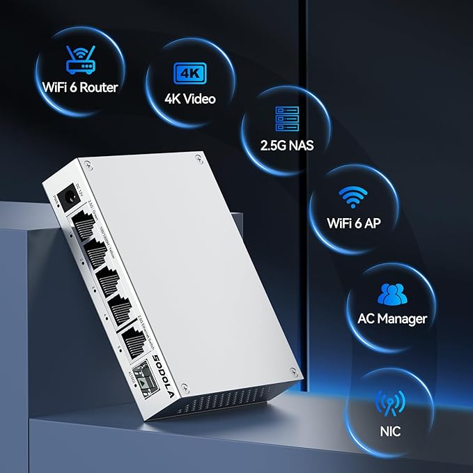 SODOLA 2.5Gb Switch Unmanaged,5 x 2.5G Base-T Ports, 1x 10G SFP+, Aluminum Alloy Cooling & Magnetic Mounting,2.5 Gigabit Network Switch Fanless Plug & Play, 2.5 Gigabit Switch,Lifetime Protection