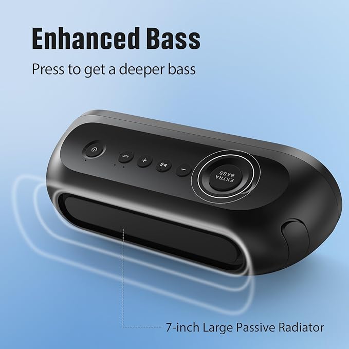 DOSS SoundBox Pro+ P300 Bluetooth Speaker with 40W Stereo Sound, Extra Bass, IPX6 Waterproof, TWS Pairing, Diverse Lights Show, 20H Playtime, BT 5.3 Speaker for Party, Camping, Beach - Blue