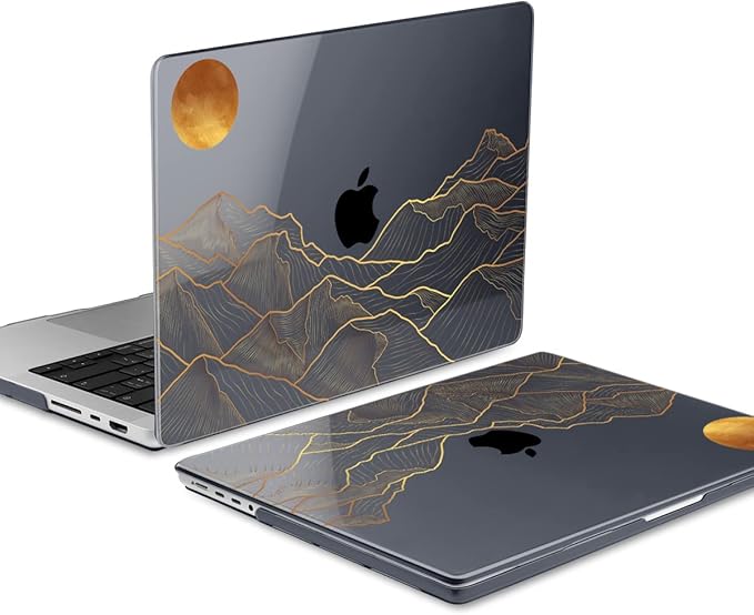 DONGKE for M4 MacBook Pro 16 Inch Case 2024 2023 2021 A3403 A3186 M3 A2991 M2 A2780 M1 A2485 Pro/Max Chip, Plastic Hard Shell Case & Keyboard Cover for Mac Pro 16 with Touch ID, Abstract Mountain