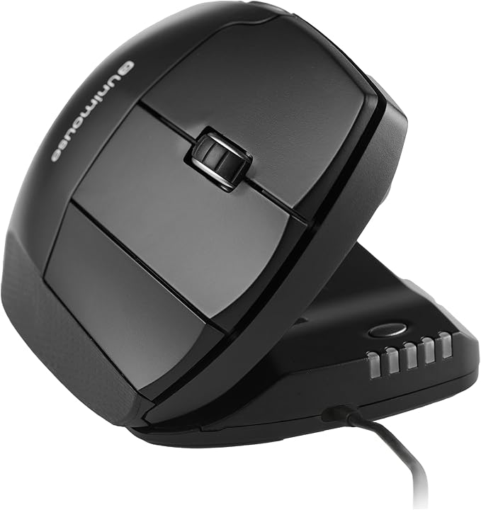 Contour Unimouse Ergonomic Vertical Mouse – Adjustable 35°-70° Angle, Customizable Thumb Rest, Wired, 6 Programmable Buttons, Ideal for All Day Comfort, Carpal Tunnel and Pain Relief