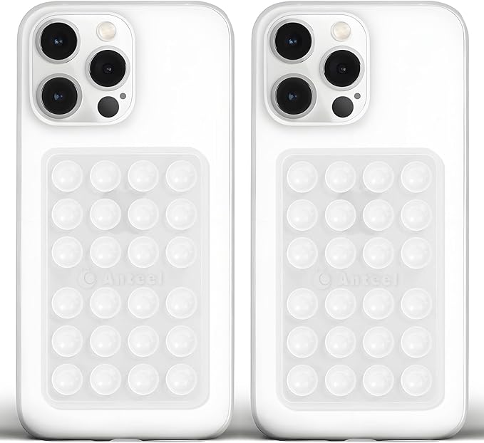 Anteel Medium-Sized Silicone Suction Phone Case Adhesive Mount, Enhanced Suction Power and Upgraded Thickened Sticky Phone Grip, Durable, Hands-Free Sticky Phone Holder, 2.28"x3.46" (TP&TP)