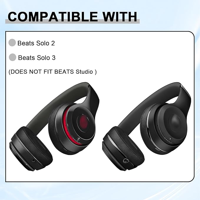 Replacement Ear Pads for Beats Solo 2 & Solo 3 Wireless On-Ear Headphones, Ear Cushions, Headset Earpads, Ear Cups Cover with Soft Protein Leather (Pink)
